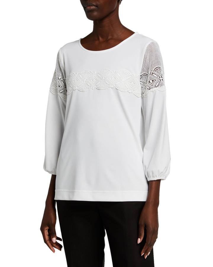 Lace-detail 3/4-sleeve Knit Top