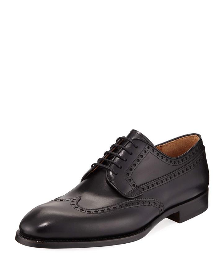 Lace-up Wing-tip Oxford, Black