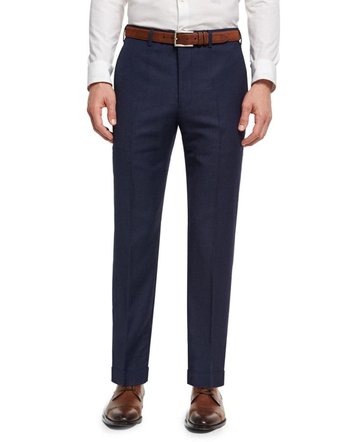 Soho Micro-check Hopsack Wool Pants