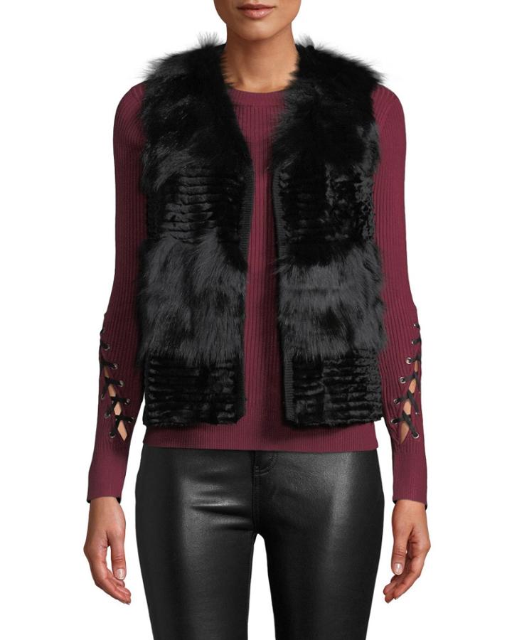Ribbed-back Fox Fur Vest
