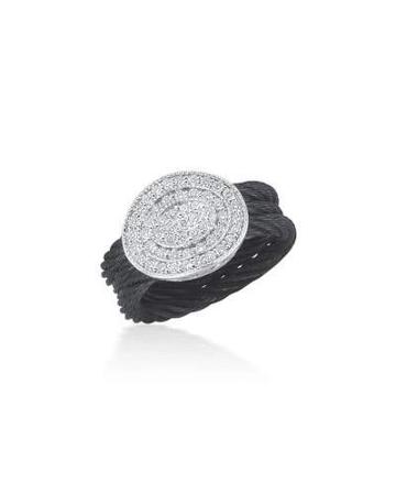 Multi-row Diamond Pav&eacute; Oval Ring, Black,