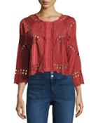 Daphne Cutout Lace-trim Top,