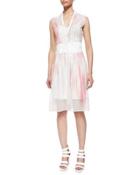 Emma Zip-front Perforated Dress