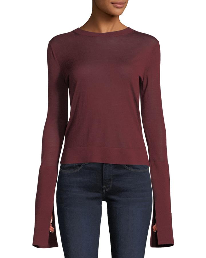 Split-cuff Merino Wool Pullover