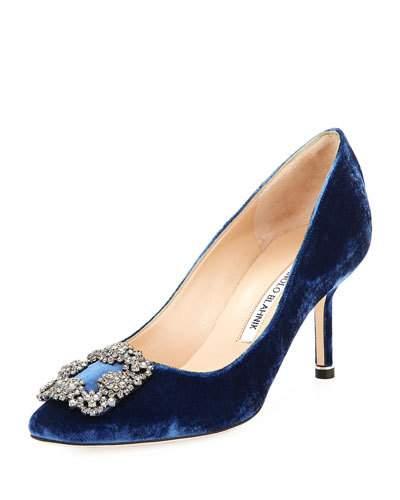 Hangisi 70mm Velvet Embellished Pump, Blue