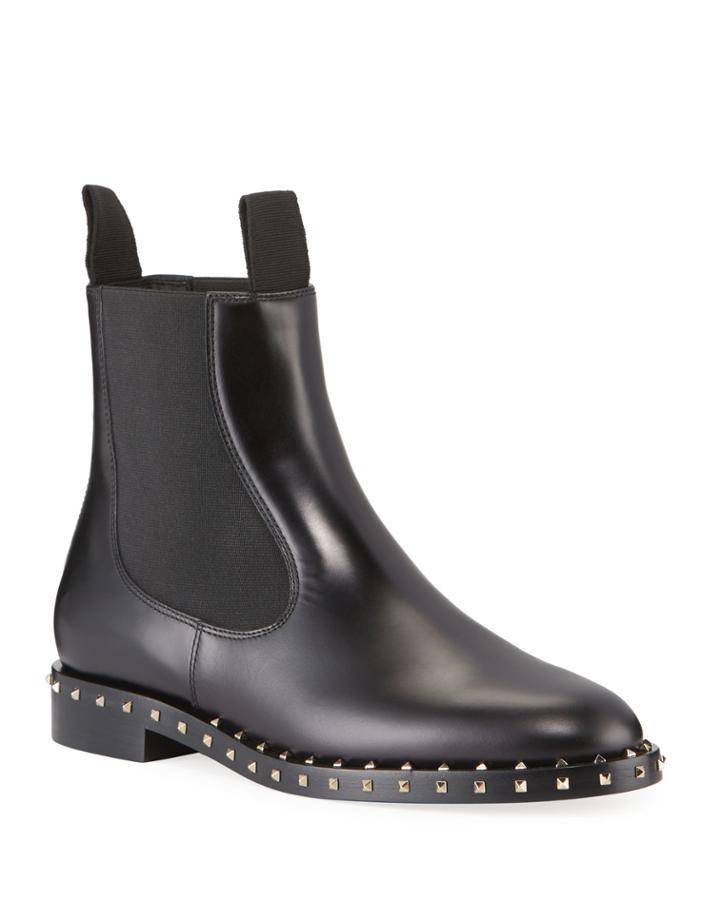 Rockstud Leather Gored Booties