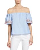 Floral Embroidered Off-the-shoulder Top