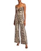 Sequin Cheetah Sweetheart Bustier Jumpsuit