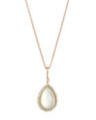 18k Prasiolite & Diamond Teardrop Pendant Necklace