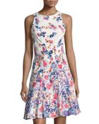 Floral-print Fit & Flare Dress, Purple Pattern