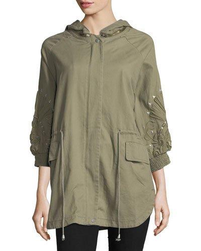 3/4-sleeve Embroidered Cargo Jacket