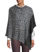 Animal Print Bordered Cashmere Poncho