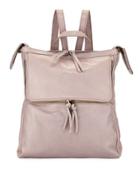Zip-top Square Leather Backpack
