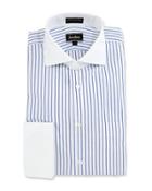 Classic-fit Non-iron Striped Dress Shirt, White/blue