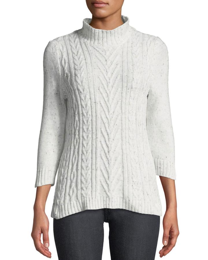 3/4-sleeve Cable-knit