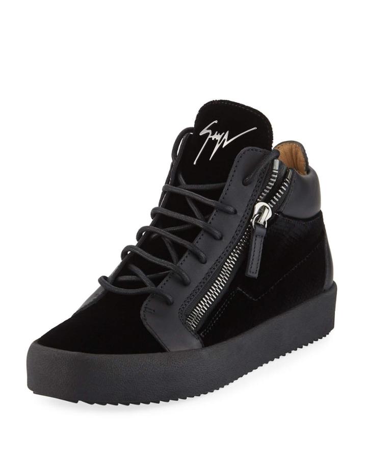 Men's Velvet & Leather Mid-top
