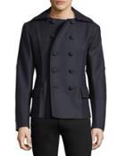 Colorblock Double-breasted Pea Coat