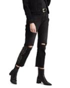 501 Crop Distressed Straight Jeans With Rivets