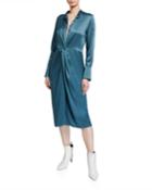 Long-sleeve Twist-front Satin
