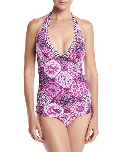 Tiles Reversible Halter Tankini