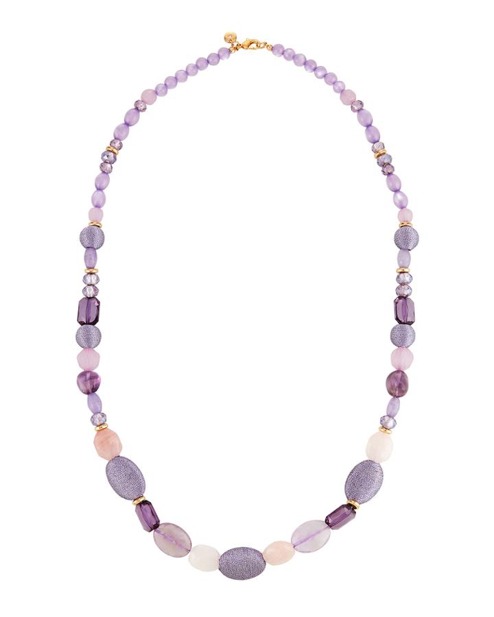 Long Beaded Necklace, Purple