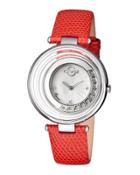 36mm Vittoria Leather Watch, Red