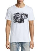 Embellished Lion Logo T-shirt, White