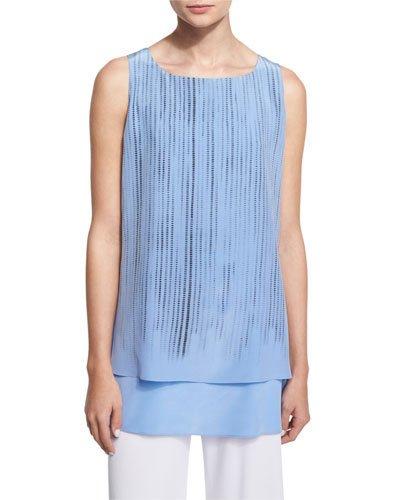 Round-neck Screen-print Tank, Blue/black