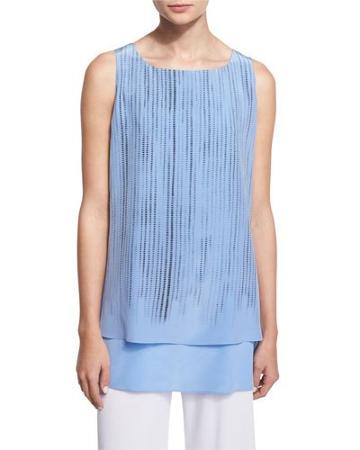 Round-neck Screen-print Tank, Blue/black