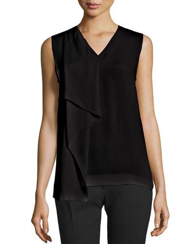 Hardy Sleeveless Silk Ruffle Blouse