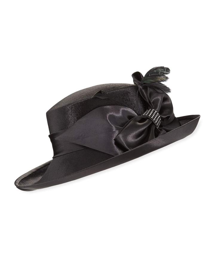 Velvet Romantic Profile Hat With Bow