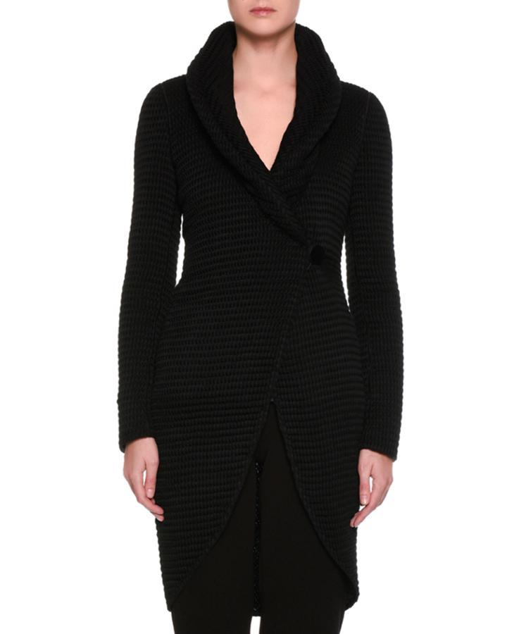 Dramatic Knit Sweater Coat, Black