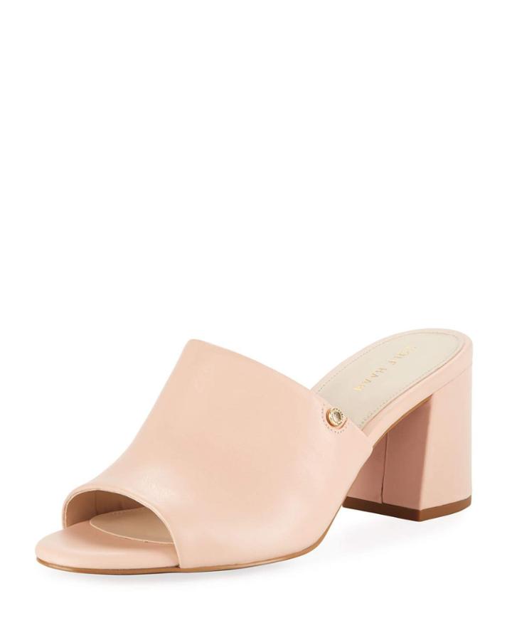 Daina Leather Slide Mule, Canyon Rose