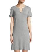 V-neck Short-sleeve Heathered T-shirt Dress