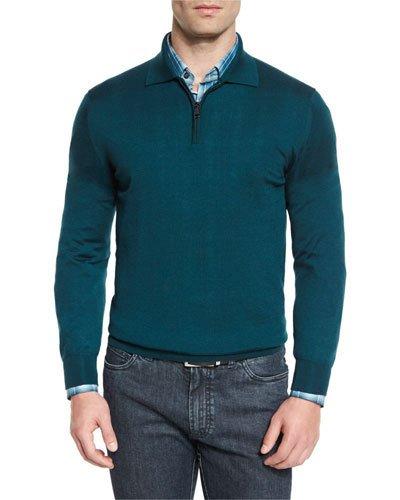 Cashmere-silk Quarter-zip Polo