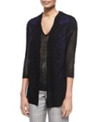 3/4-sleeve Embroidered Lace Cardigan, Black