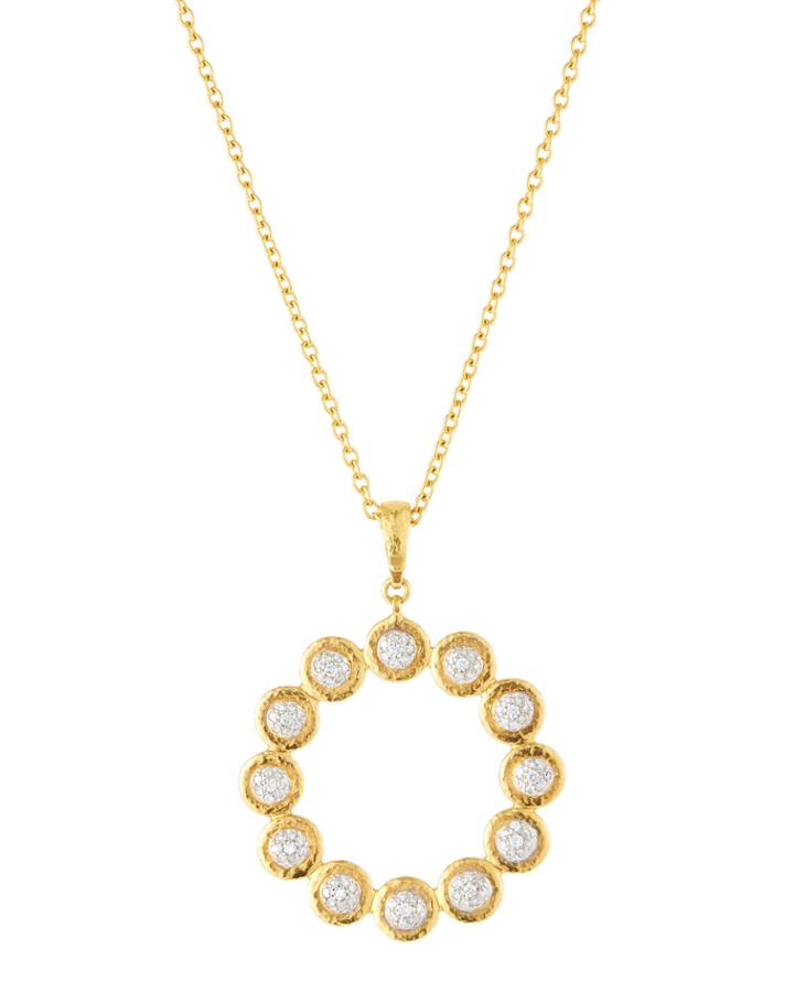 Delicate Small Diamond Open-circle Pendant Necklace