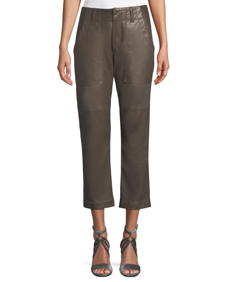 Leather Utility-pocket Pants