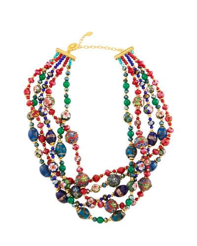 Five-row Multi-jewel Twist Necklace