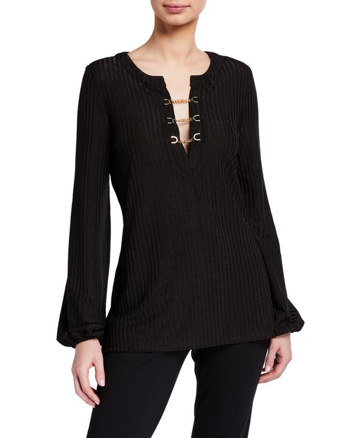 Chain-neck Long-sleeve Top