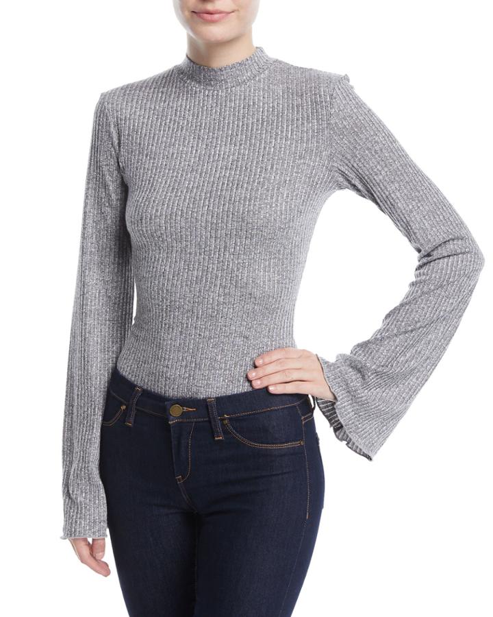 Bell-sleeve Mock-neck Bodysuit