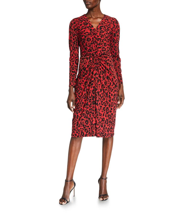 Twisted-front Long-sleeve Printed