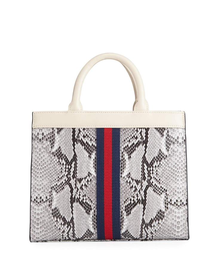 Tigerlily Snake-print Stripe Top-handle Bag