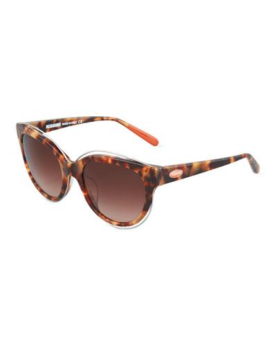 Modified Cat-eye Plastic Sunglasses, Tortoise