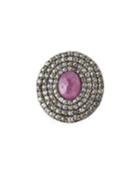 Pink Sapphire & Diamond Pave Oval Ring