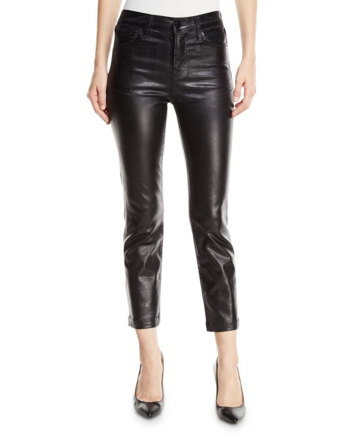Ruby High-rise Crop Cigarette Coated Pants