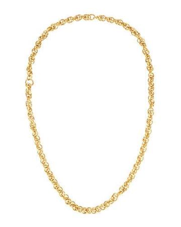 18k Hand-engraved Long Link Necklace,