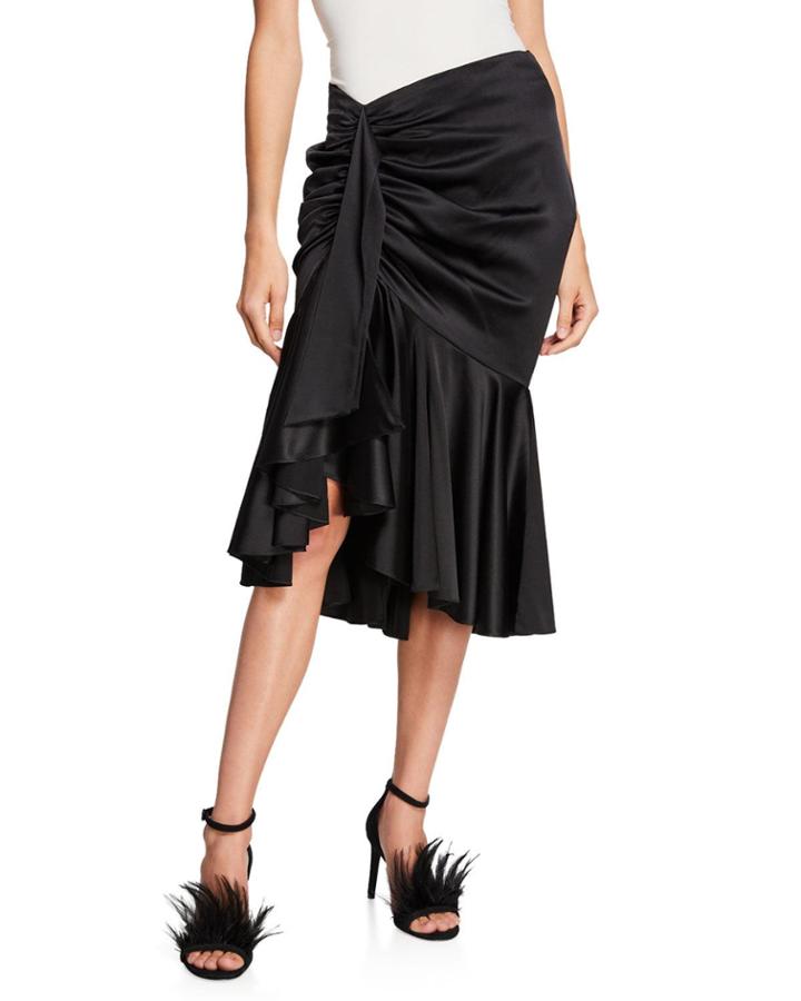 Elsie Gathered Silk Midi Tulip