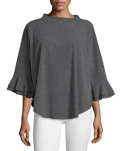 Ruffle-sleeve Poncho