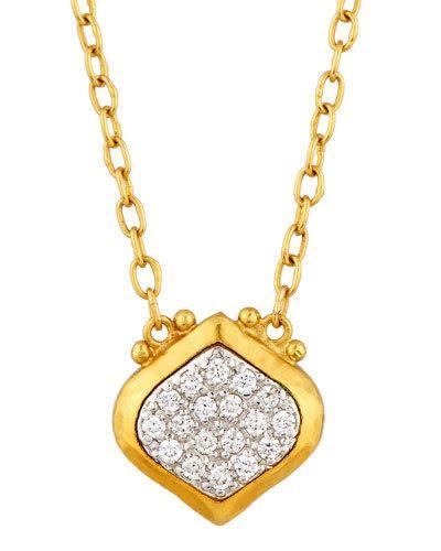 Clove 24k Small Pave Diamond Pendant Necklace